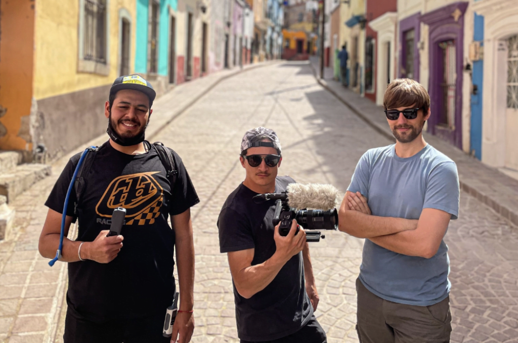 Benjamin Durand, the Production Assistant and local stage guru, Pierre Henni, the Videographer/ Director & Pierre Dupont, the Drone Expert.
